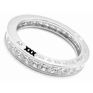 Cartier Platinum Princess Cut Diamond Eternity Band Ring Size 53 US 6.75 Paper